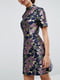 Жакардова міні-сукня з високим коміром і квітковим принтом синя | 6441026 | фото 3