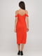 Платье А-силуэта с открытыми плечами оранжевое | 6441038 | фото 2