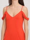 Платье А-силуэта с открытыми плечами оранжевое | 6441038 | фото 3