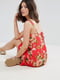 Платье А-силуэта с цветочным принтом красное | 6441083 | фото 4