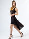 Платье А-силуэта с V-образным вырезом черное | 6441431 | фото 4