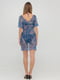 Пляжное платье с абстрактным узором синее | 6441577 | фото 2