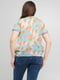 Блуза бирюзово-бежевая с цветочным принтом | 6441614 | фото 2