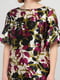 Блуза цвета хаки с цветочным принтом | 6441711 | фото 3
