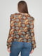 Блуза коричневая с принтом | 6441713 | фото 2
