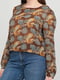 Блуза коричневая с принтом | 6441713 | фото 3