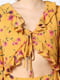 Сукня А-силуету з принтом жовта | 6441741 | фото 2
