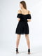Платье А-силуэта с ручной вышивкой черное | 6442278 | фото 3