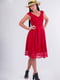Сукня А-силуету з оздобленням з тонкого мережива червона | 6442291 | фото 3