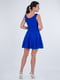 Платье А-силуэта с кружевом синее | 6442315 | фото 2
