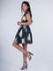 Платье А-силуэта с принтом синее | 6442357 | фото 2