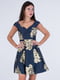 Платье А-силуэта с принтом синее | 6442357 | фото 3