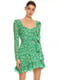 Платье А-силуэта зеленое с принтом | 6442702 | фото 5