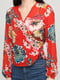 Блуза красная с цветочным принтом | 6443379 | фото 3