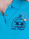 Футболка-поло голубая с лого | 6443726 | фото 5