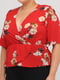 Блуза червона з квітковим принтом | 6444119 | фото 3