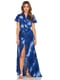 Платье А-силуэта синее с абстрактным принтом | 6445241
