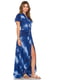 Платье А-силуэта синее с абстрактным принтом | 6445241 | фото 3