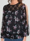 Блуза чорна з квітковим принтом | 6445761 | фото 3