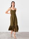 Сукня А-силуету кольору хакі | 6445794 | фото 3