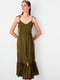 Сукня А-силуету кольору хакі | 6445794 | фото 4