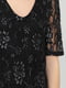 Платье А-силуэта черное с цветочным рисунком | 6446120 | фото 4
