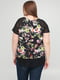 Блуза чорна з квітковим принтом | 6446229 | фото 2