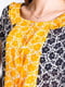 Блуза черно-желтая с цветочным принтом | 6446308 | фото 3