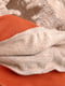 Свитшот бежево-оранжевый с принтом и начесом | 6430218 | фото 3