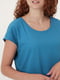 Платье-футболка бирюзового цвета с вышивкой "Кульбабы" | 6464862 | фото 4