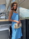 Сукня А-силуету блакитна в принт | 6423399 | фото 2