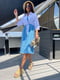 Платье А-силуэта голубое в принт | 6423399 | фото 6