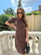 Платье А-силуэта коричневое в принт | 6423446 | фото 6