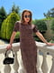 Платье А-силуэта коричневое в принт | 6423446 | фото 8