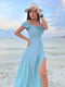 Платье голубое в цветочный принт | 6423567 | фото 2