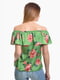 Блуза зеленая в цветочный принт | 6477767 | фото 2