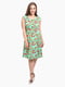 Платье А-силуэта зеленое в цветочный принт | 6477830 | фото 2