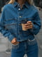 Рубашка джинсовая синего цвета с бахромой | 6478169 | фото 4