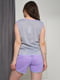 Піжама шорти+майка сіро-фіолетового кольору | 6488729 | фото 3