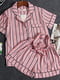 Пижама с шортами розового цвета в полоску | 6488730 | фото 2