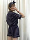 Пижама с шортами синего цвета в полоску | 6488731 | фото 5