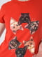 Червона футболка з принтом котики | 6490100 | фото 4