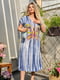 Платье серо-голубое с принтом | 6492570