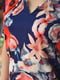 Блуза синяя с цветочным принто | 6493723 | фото 4