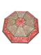 Зонт-полуавтомат красно-коричневый с принтом | 6496730