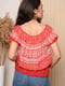 Блуза красная с принтом | 6498432 | фото 3
