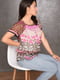 Блуза розово-коричневая в принт | 6498435 | фото 2