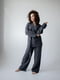 Костюм-кімоно зі штанами вільного фасону з льону жіночій "Графіт" | 6502695 | фото 3