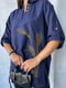 Блуза-туніка синя із дизайнерською вишивкою “Колоски” | 6505294 | фото 2