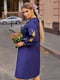 Платье А-силуэта индиго с апликацией | 6505833 | фото 3